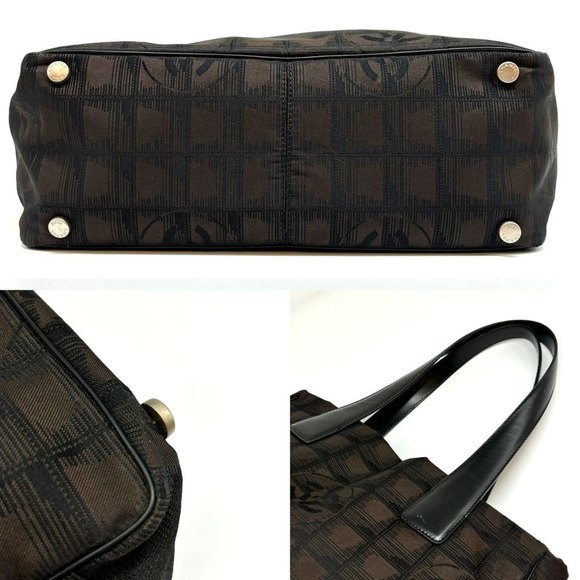 CHANEL New Travel Line PM Tote Bag Nylon Brown Coco Mark - Picture 4 of 4